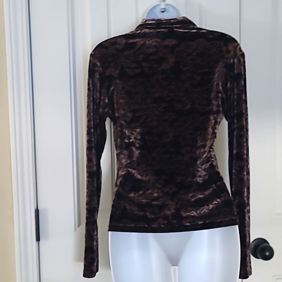 VINTAGE VELOUR PAISLEY BOTTON DOWN TOP - Picture 2 of 4